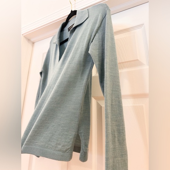 Banana Republic 100% MERINO WOOL JOHNNY COLLAR SWEATER light blue sz XS - Picture 4 of 6